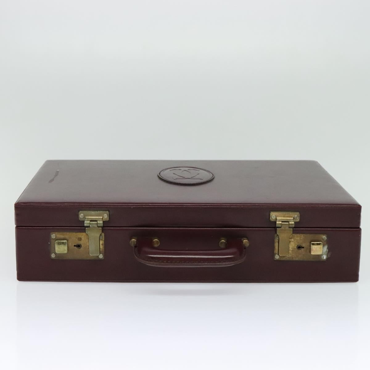 CARTIER Trunk Leather Red Gold Auth 120248