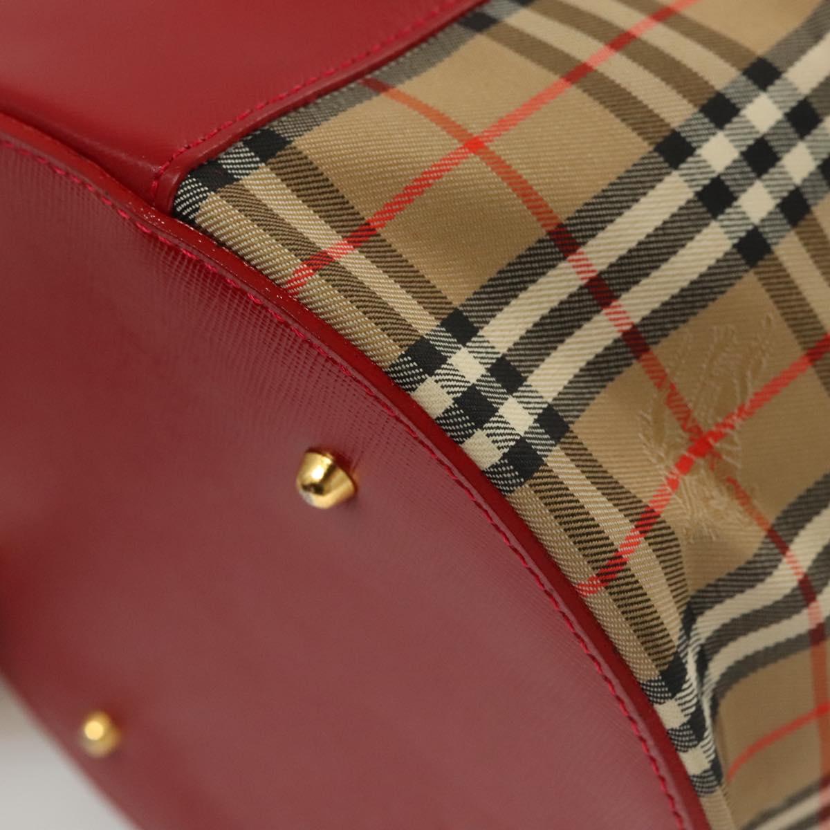 Burberrys Nova Check Pouch Canvas Beige Gold Auth 120260