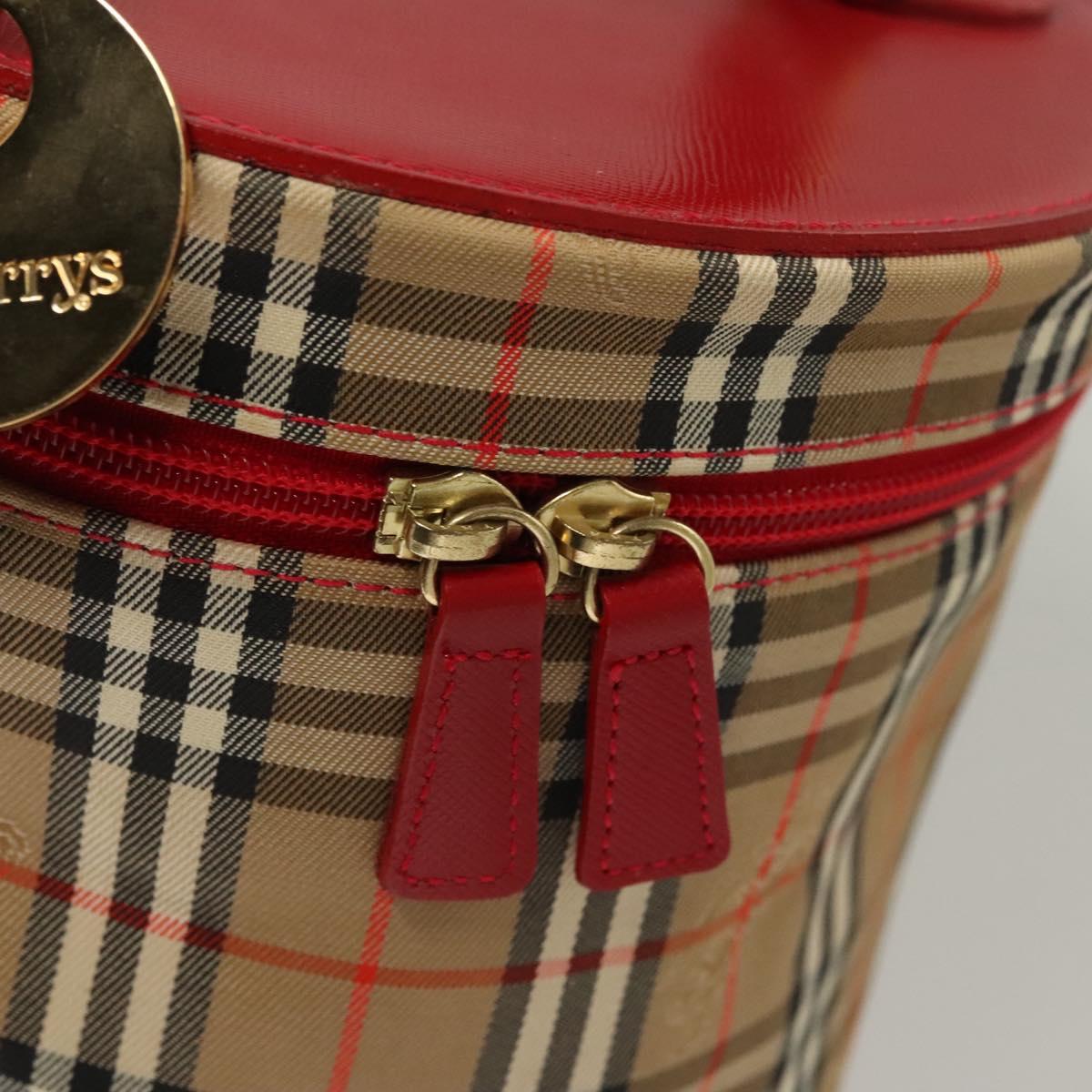 Burberrys Nova Check Pouch Canvas Beige Gold Auth 120260