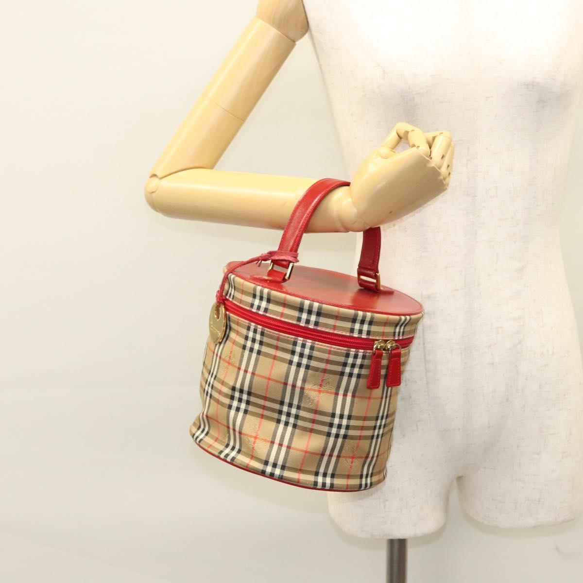 Burberrys Nova Check Pouch Canvas Beige Gold Auth 120260