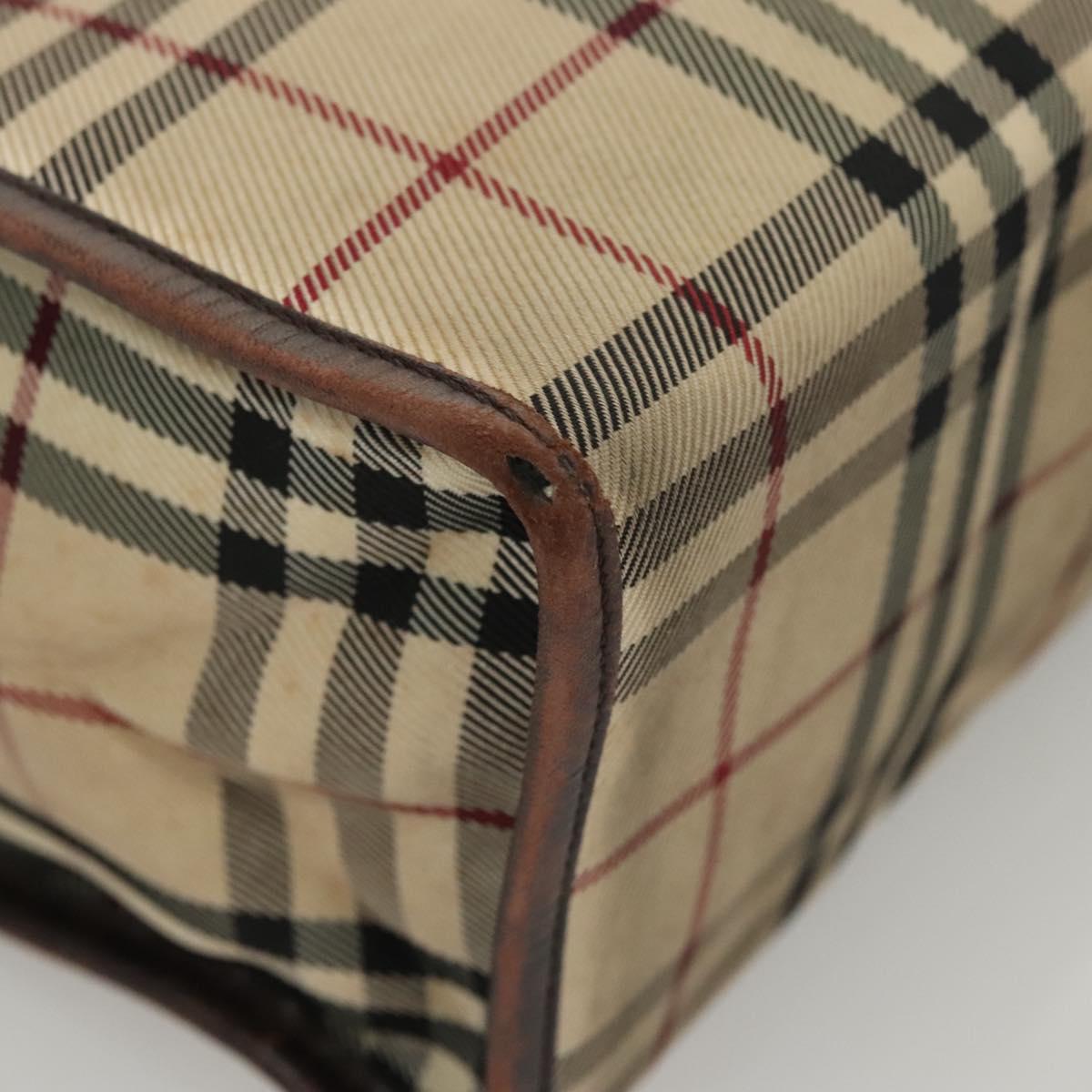 BURBERRY Nova Check Hand Bag Canvas Beige Auth 120347