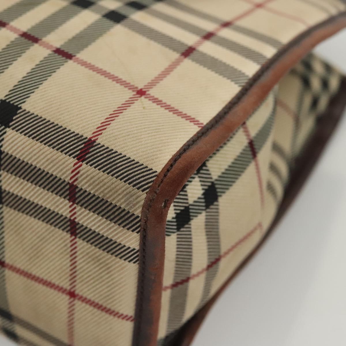 BURBERRY Nova Check Hand Bag Canvas Beige Auth 120347