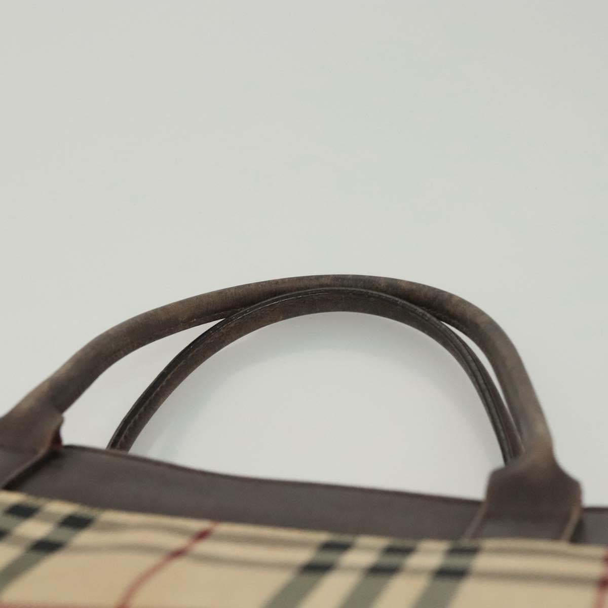 BURBERRY Nova Check Hand Bag Canvas Beige Auth 120347