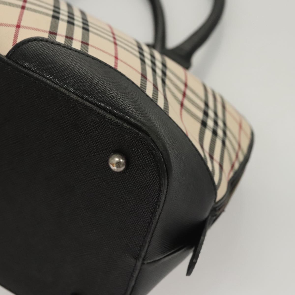 BURBERRY Nova Check Hand Bag Canvas Beige Auth 120348