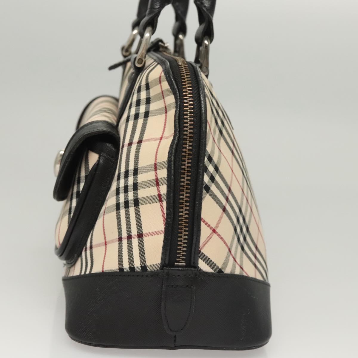 BURBERRY Nova Check Hand Bag Canvas Beige Auth 120348