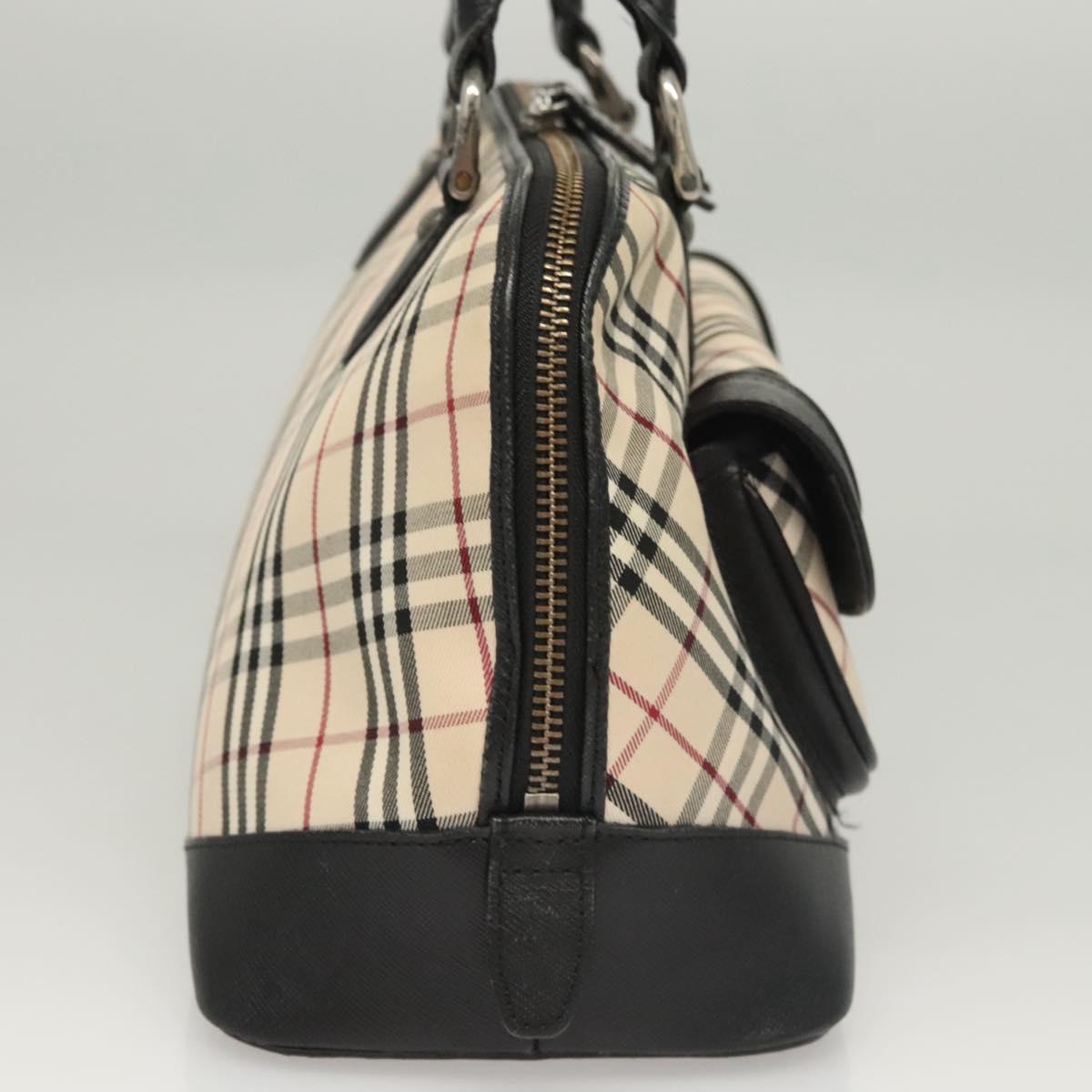 BURBERRY Nova Check Hand Bag Canvas Beige Auth 120348