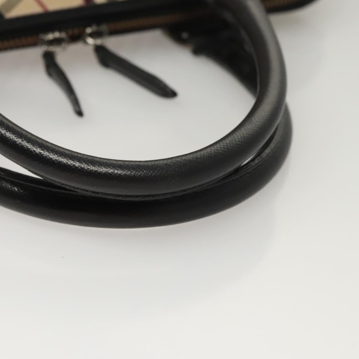 BURBERRY Nova Check Hand Bag Canvas Beige Auth 120348