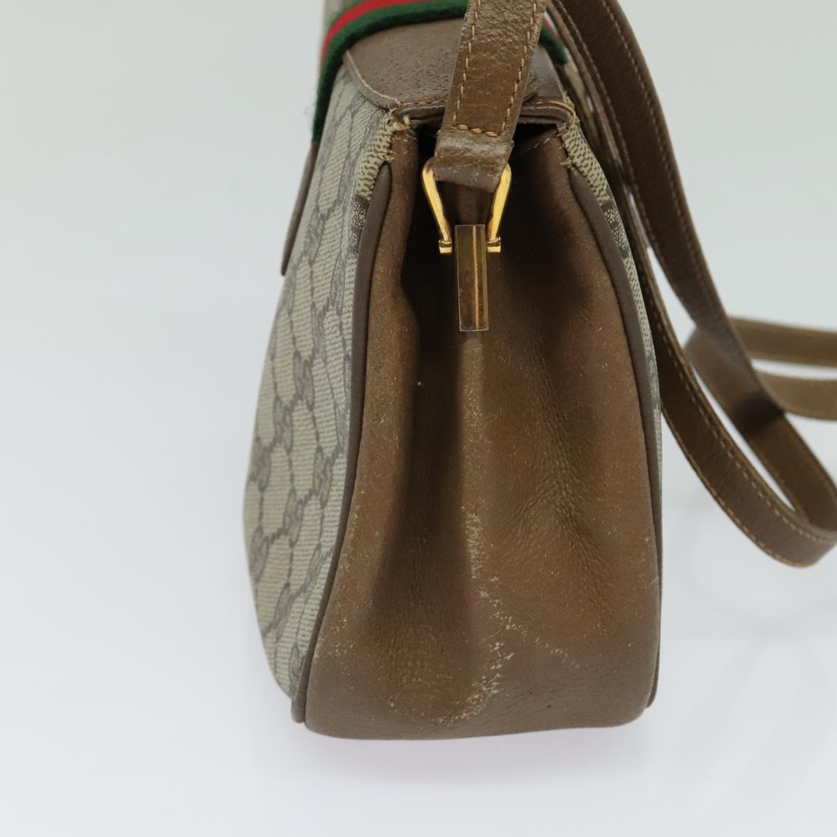 GUCCI GG Supreme Web Sherry Line Bag PVC Beige Red 116 02 024 Auth 120353