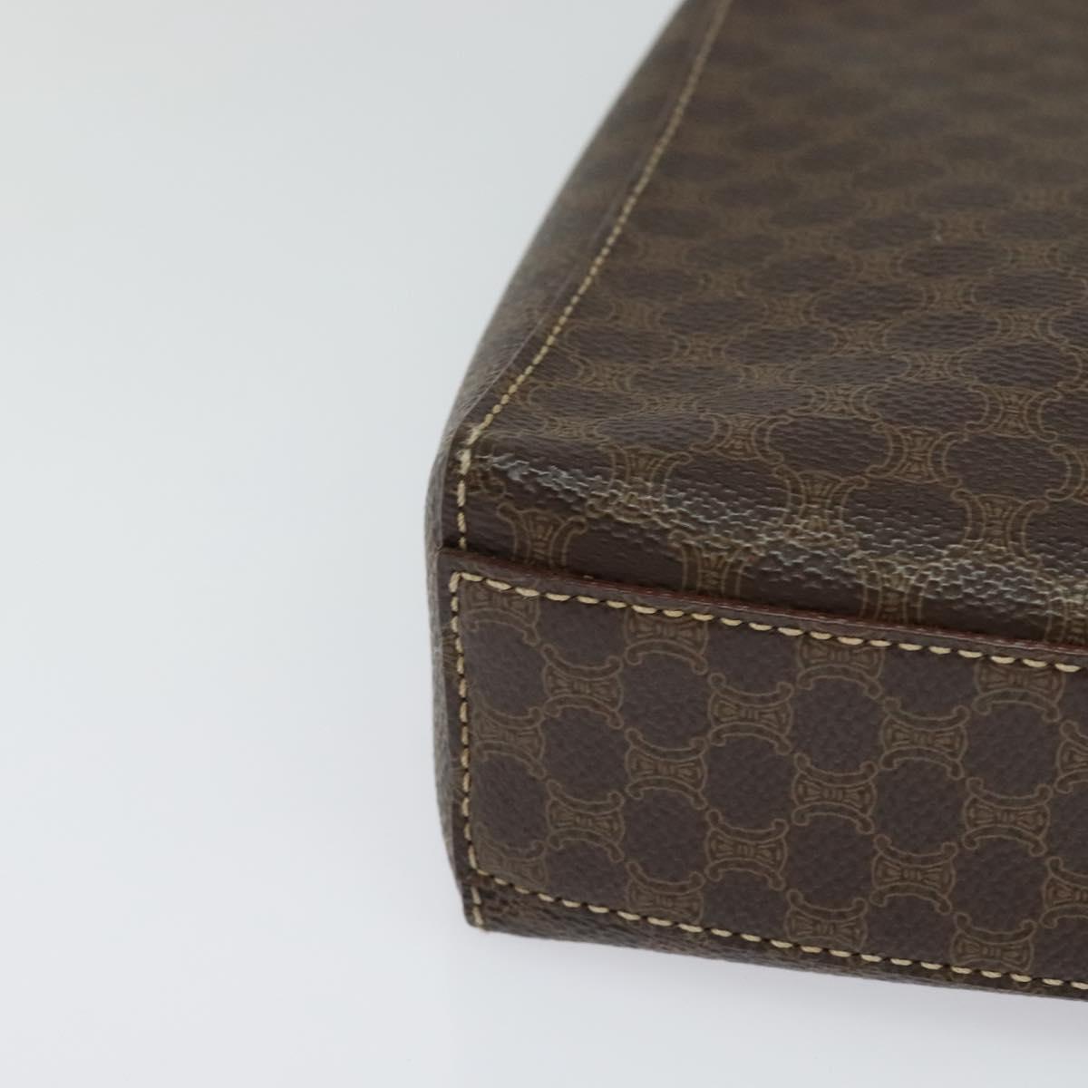 CELINE Macadam Canvas Shoulder Bag PVC Leather Brown Gold Auth 120373