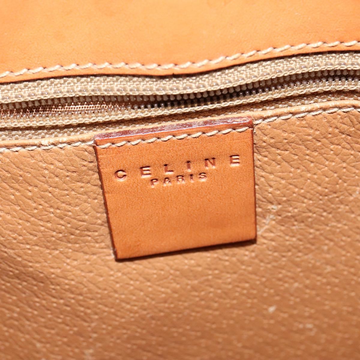 CELINE Macadam Canvas Shoulder Bag PVC Leather Brown Gold Auth 120373