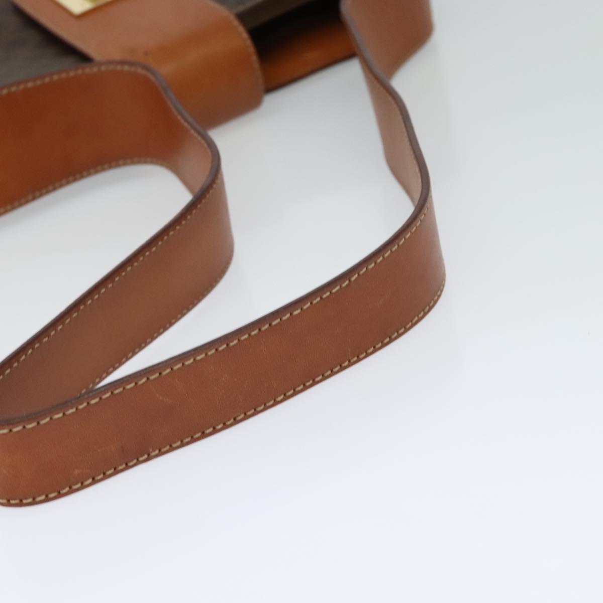 CELINE Macadam Canvas Shoulder Bag PVC Leather Brown Gold Auth 120373