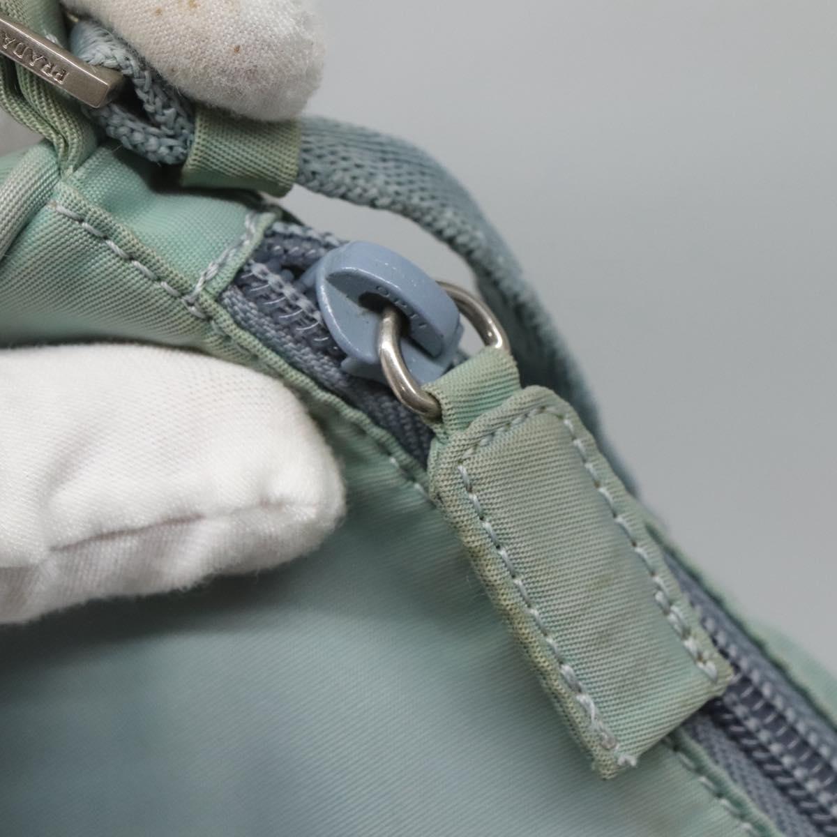 PRADA Accessory Pouch Nylon Light Blue Silver Auth 120383