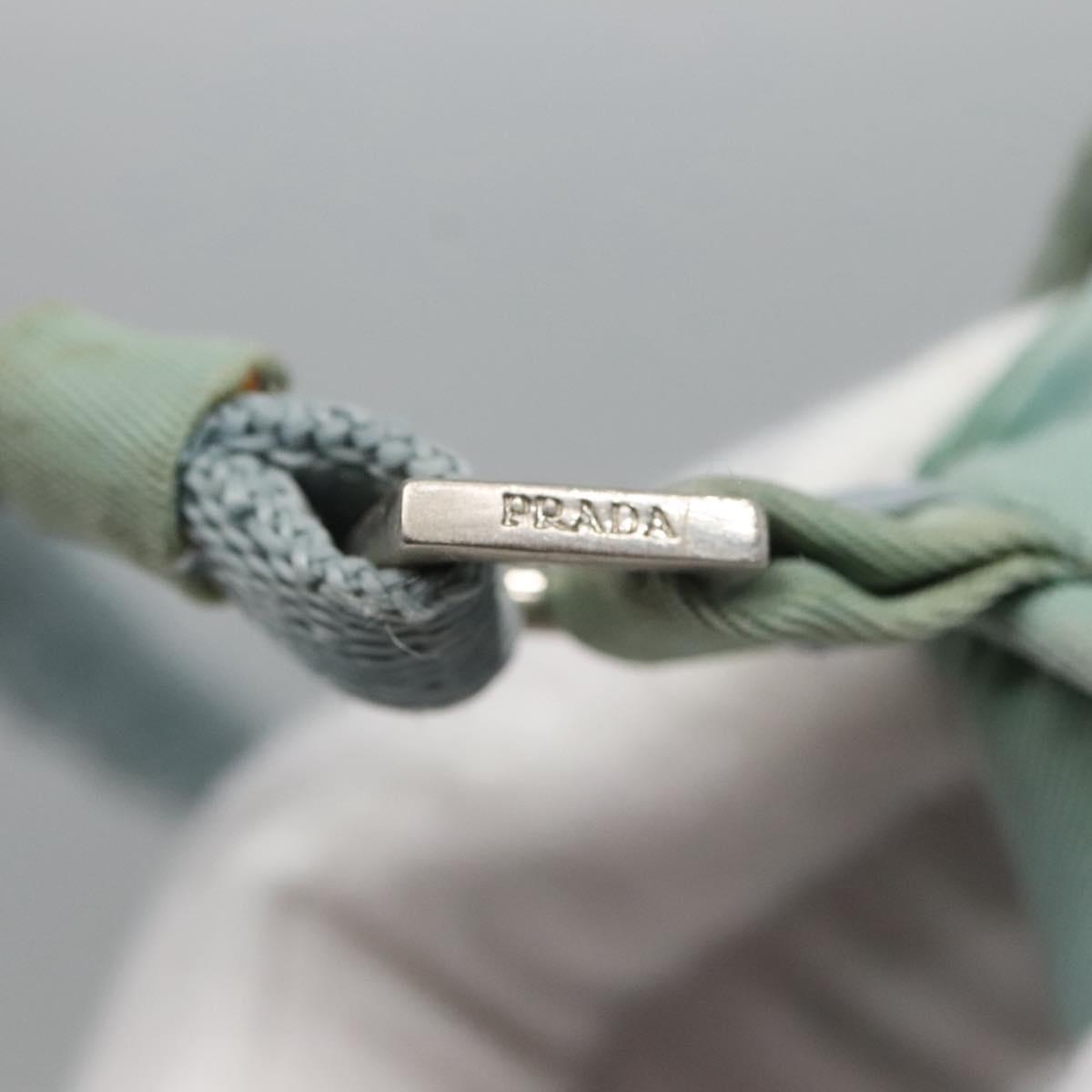 PRADA Accessory Pouch Nylon Light Blue Silver Auth 120383