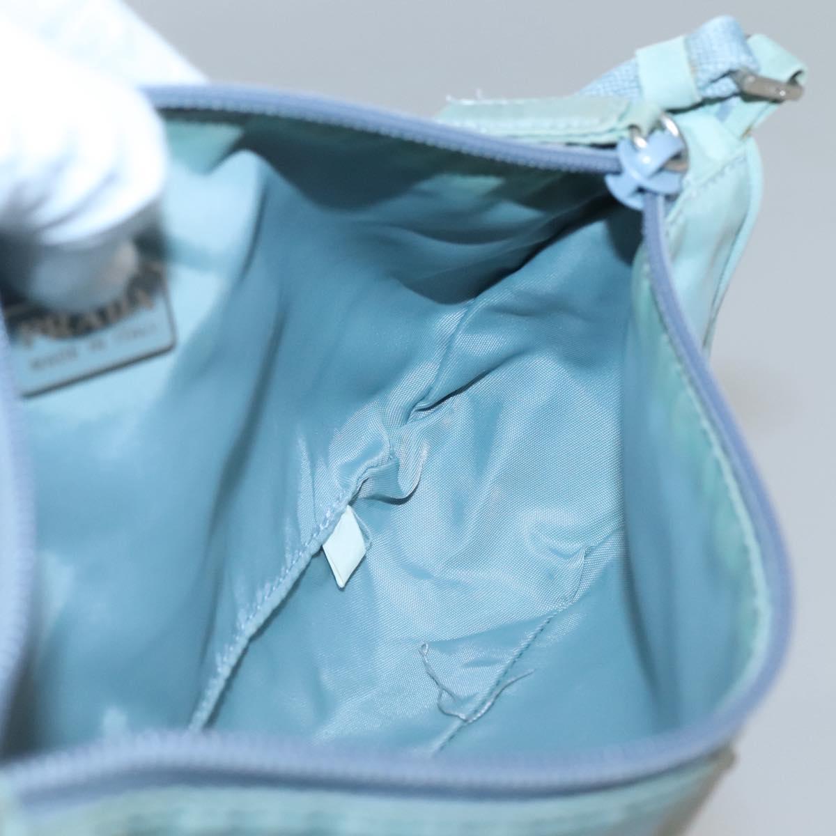PRADA Accessory Pouch Nylon Light Blue Silver Auth 120383