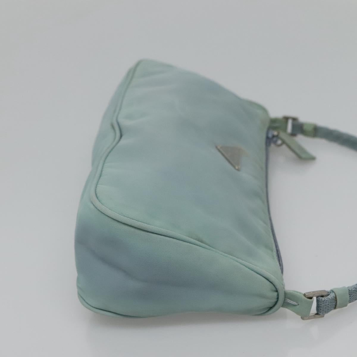 PRADA Accessory Pouch Nylon Light Blue Silver Auth 120383