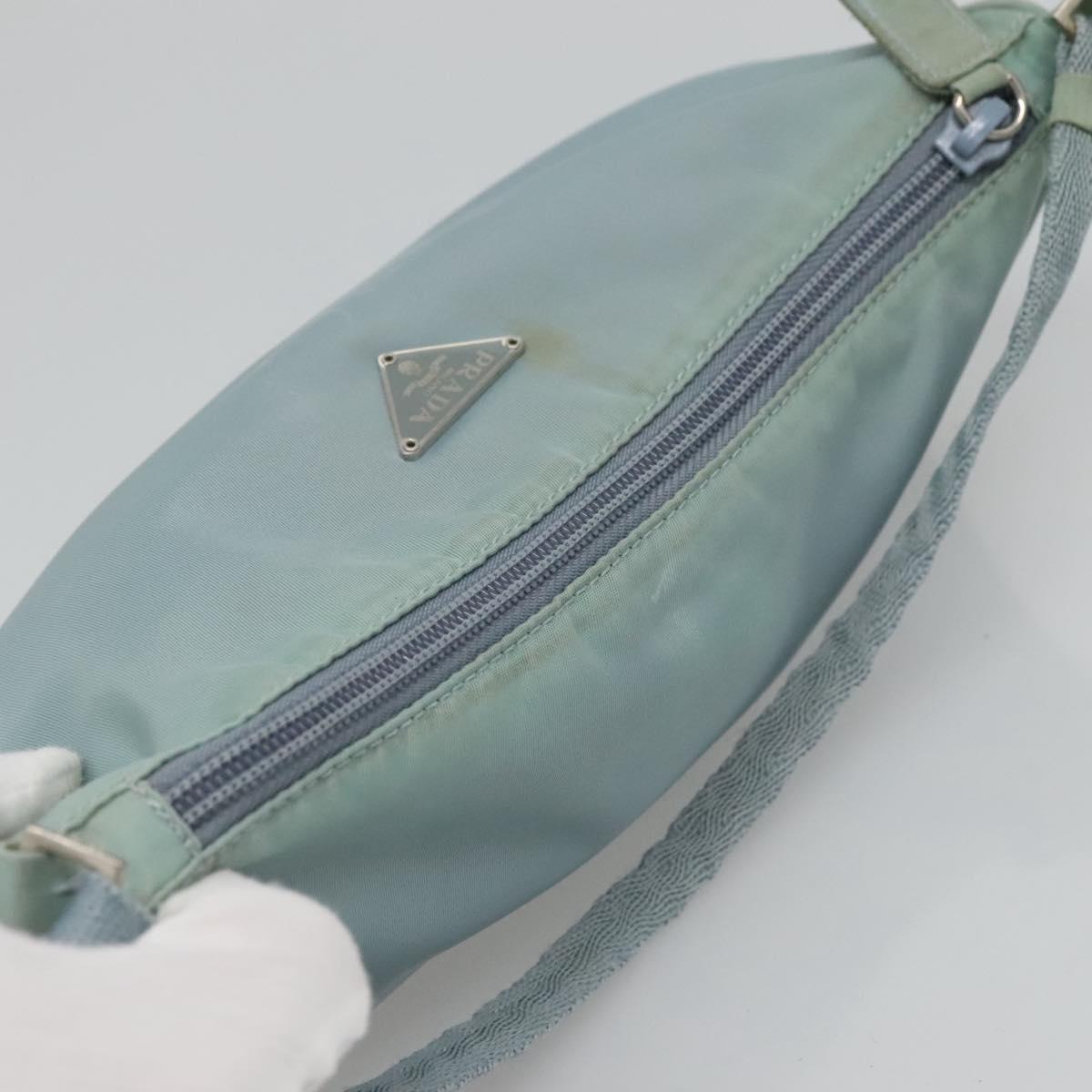 PRADA Accessory Pouch Nylon Light Blue Silver Auth 120383