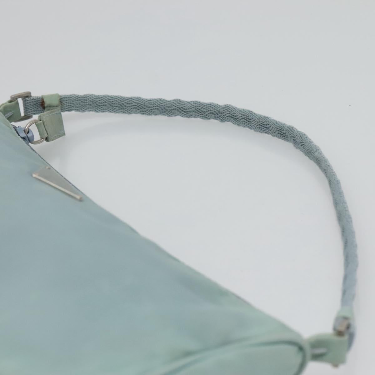 PRADA Accessory Pouch Nylon Light Blue Silver Auth 120383