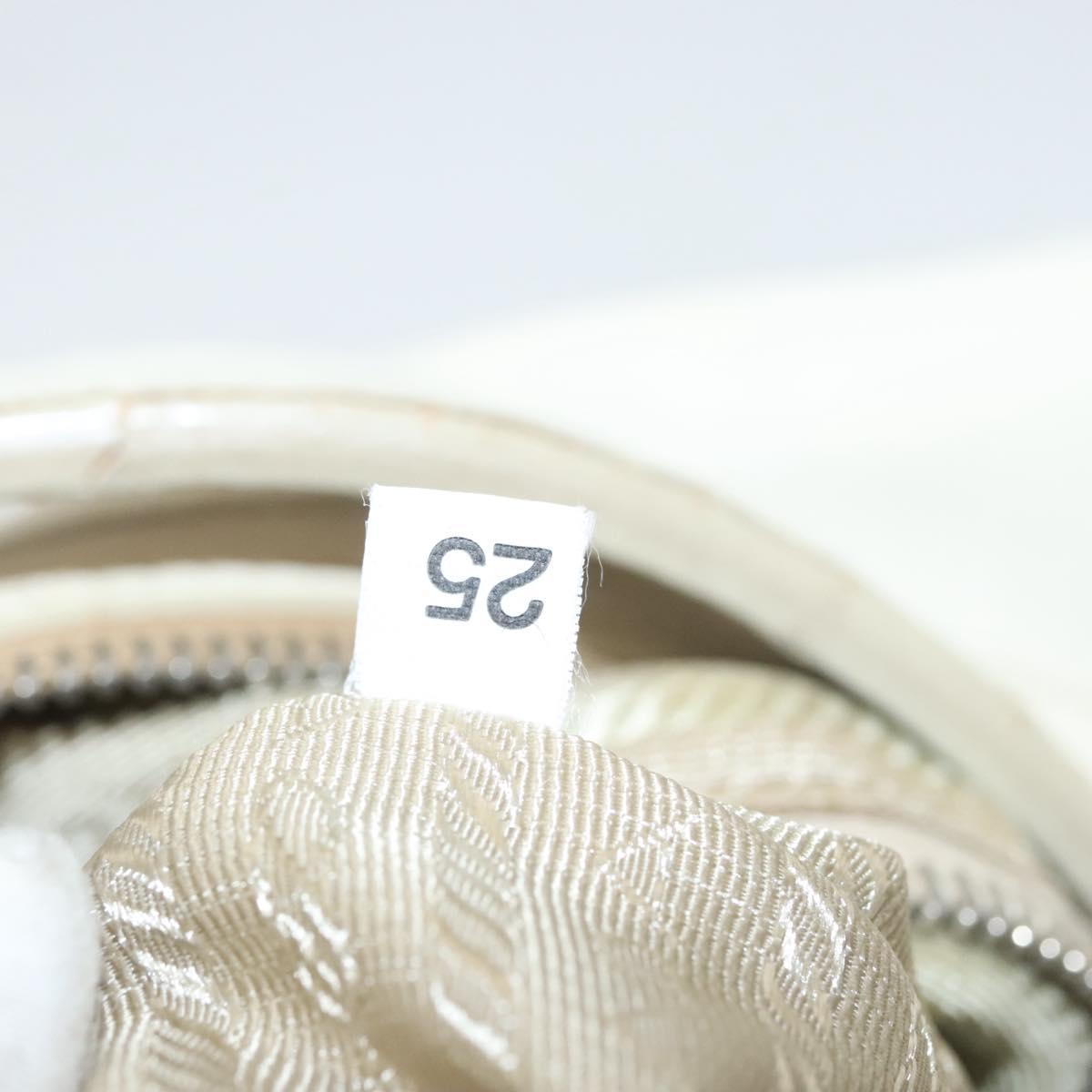 PRADA Shoulder Bag Leather White Silver Auth 120385