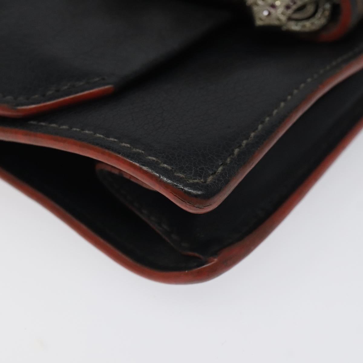 Miu Miu Shoulder Bag Leather Black Gold Auth 120386