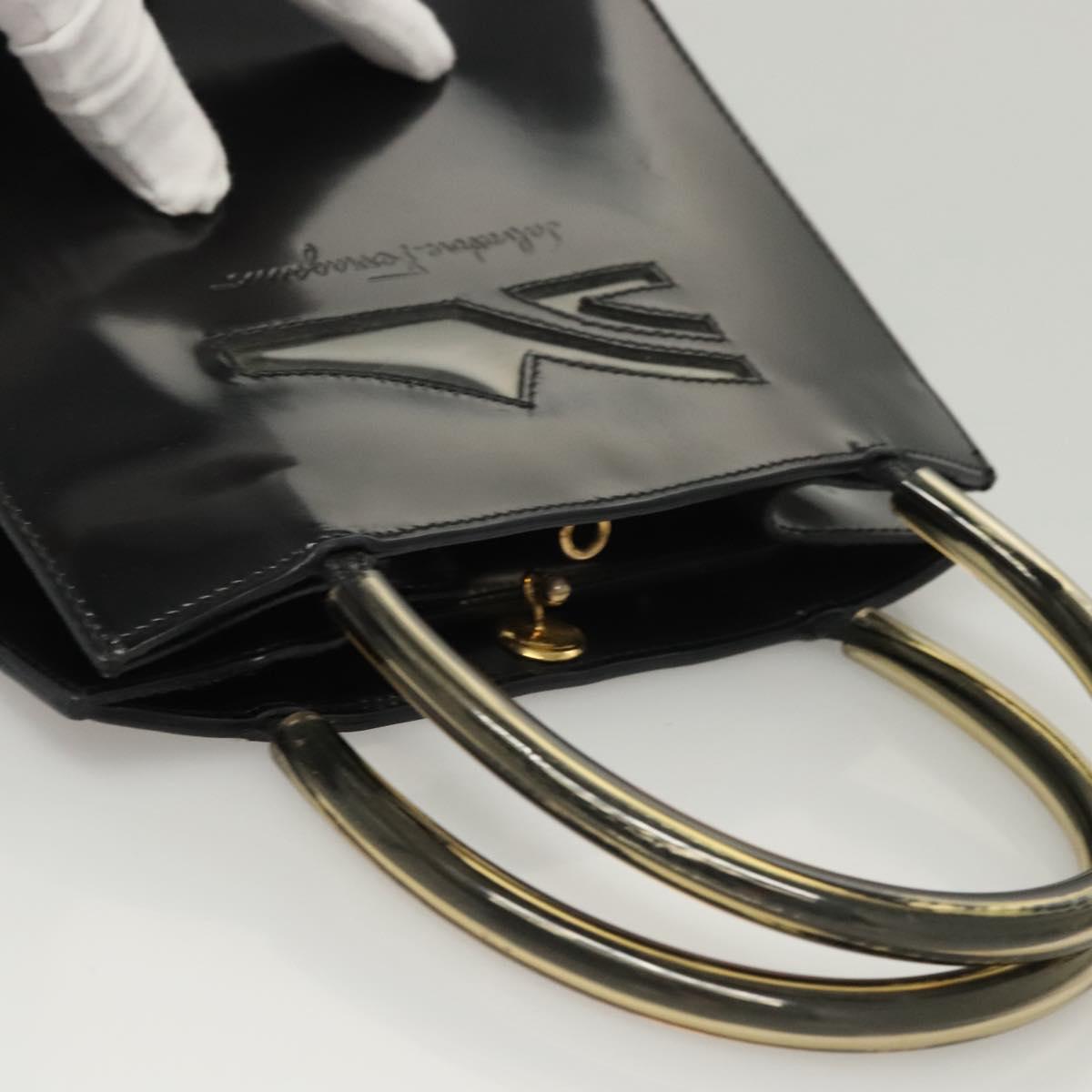 Salvatore Ferragamo Hand Bag Patent leather Black Auth 120390