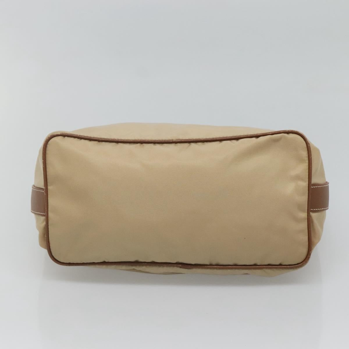 PRADA Shoulder Bag Nylon Beige Silver Auth 120393