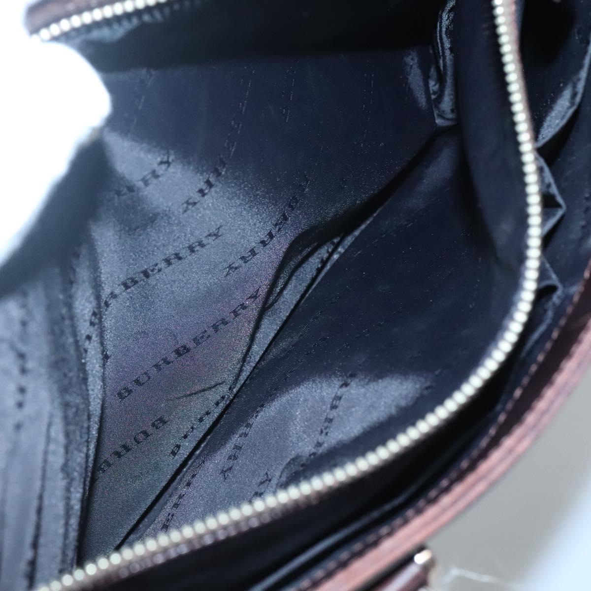 BURBERRY Nova Check Hand Bag Nylon Beige Silver Auth 120399