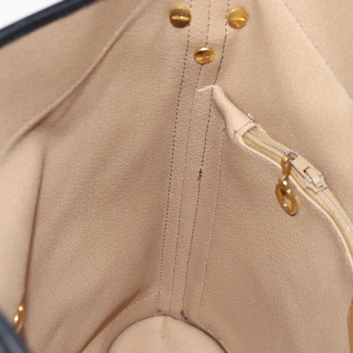 Christian Dior Trotter Canvas Shoulder Bag PVC Black Gold Auth 120408