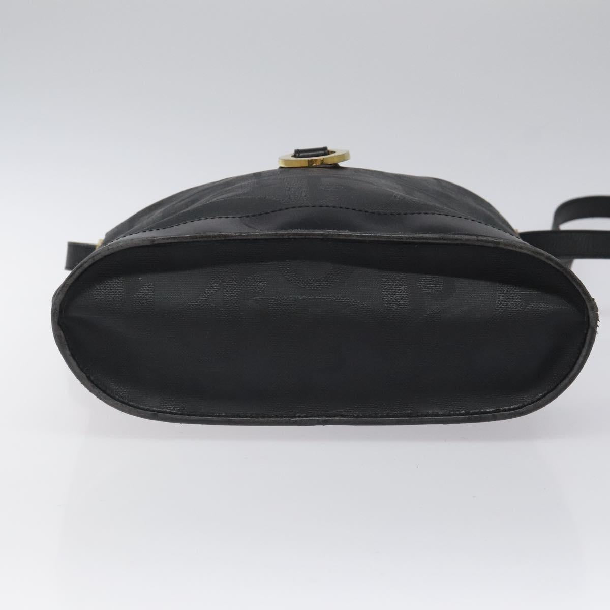 Christian Dior Trotter Canvas Shoulder Bag PVC Black Gold Auth 120408