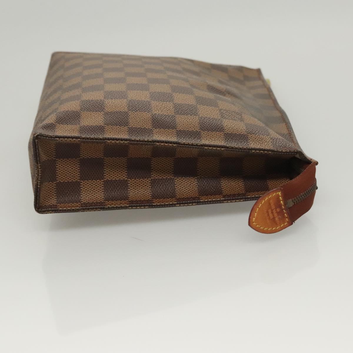 LOUIS VUITTON Damier Ebene Poche Toilette 26 Pouch N47543 LV Auth 120422