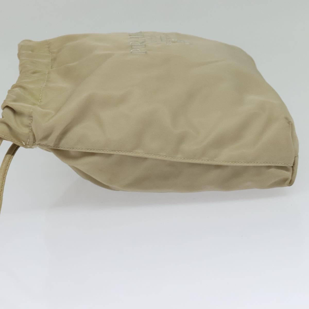 PRADA Pouch Nylon Beige Auth 120457V