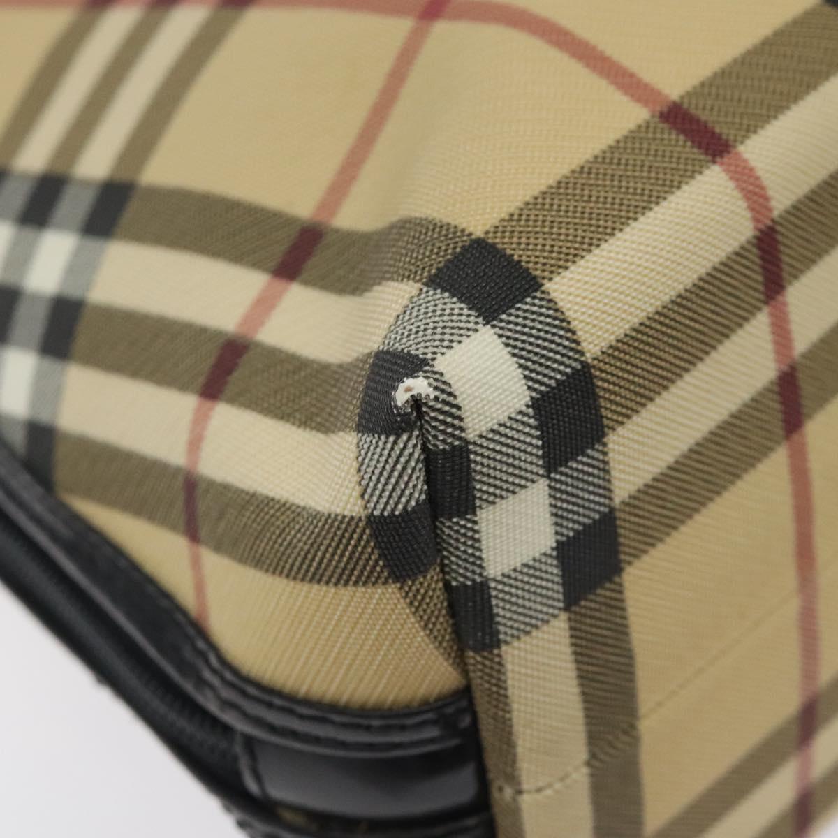 BURBERRY Nova Check Hand Bag PVC Beige Auth 120463
