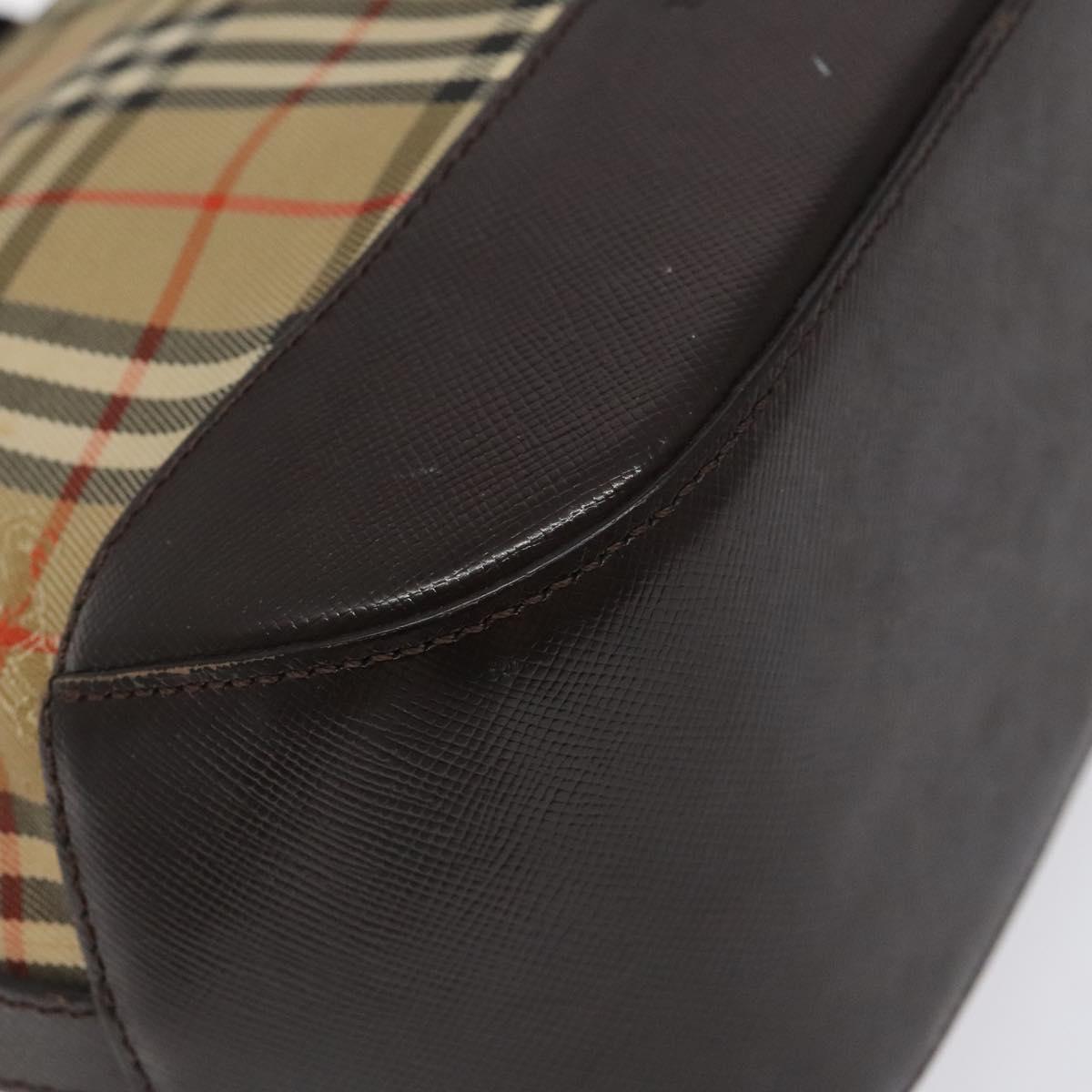 BURBERRY Nova Check Hand Bag Canvas Beige Auth 120467