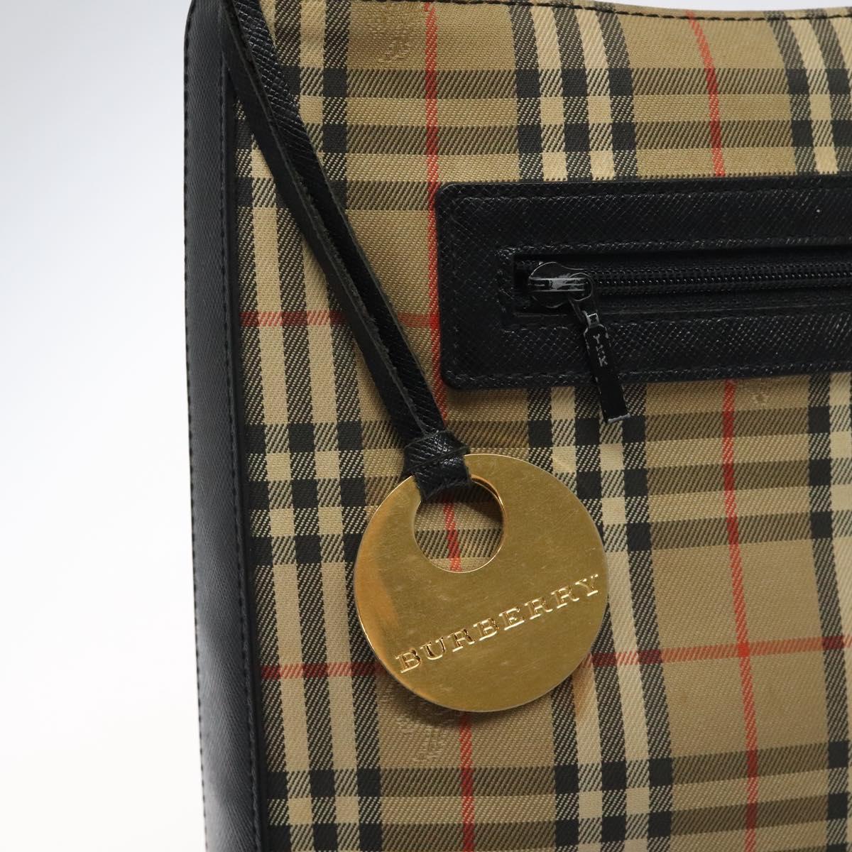 BURBERRY Nova Check Shoulder Bag Canvas Beige Auth 120468