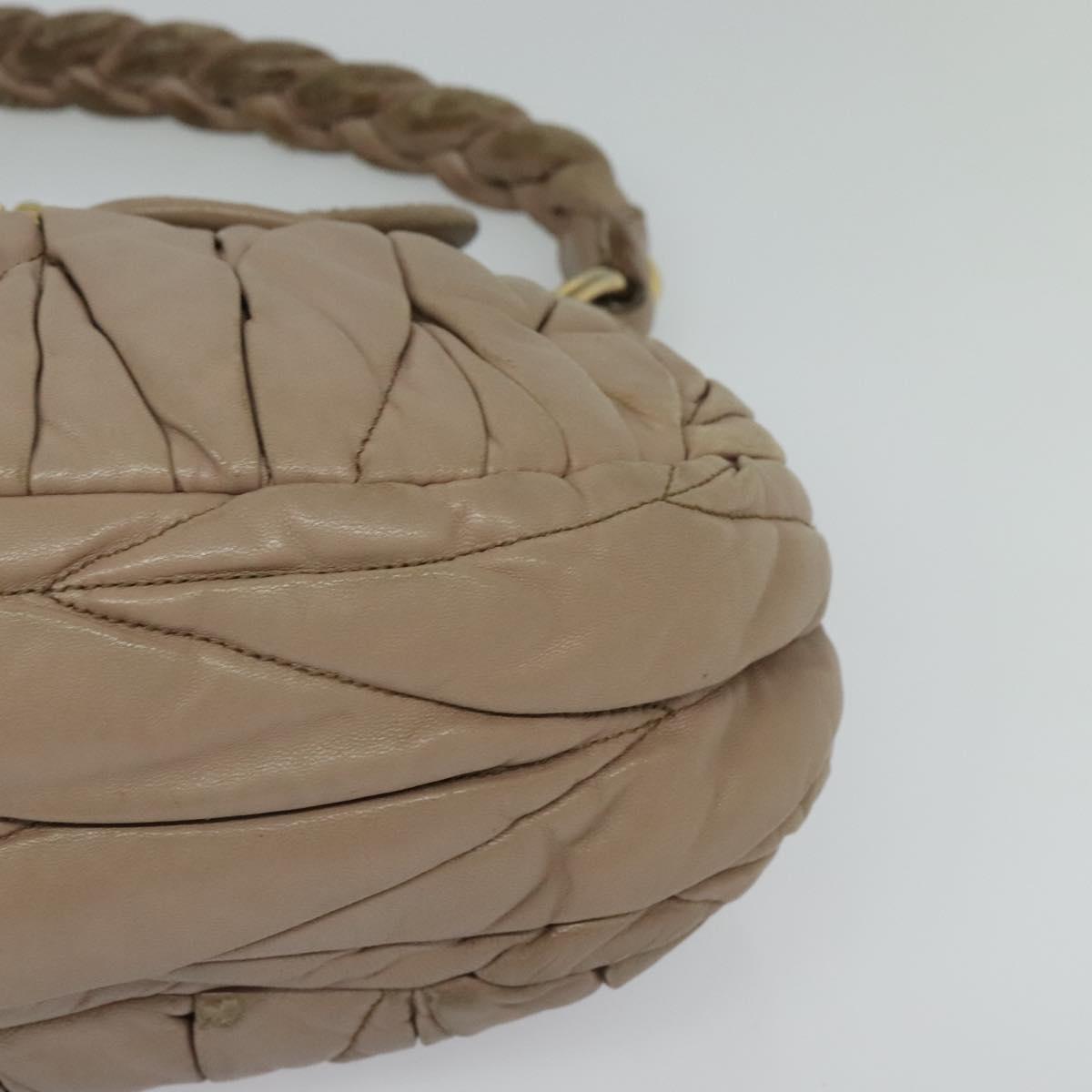 Miu Miu Matelasse Hand Bag Leather 2way Pink Gold Auth 120471