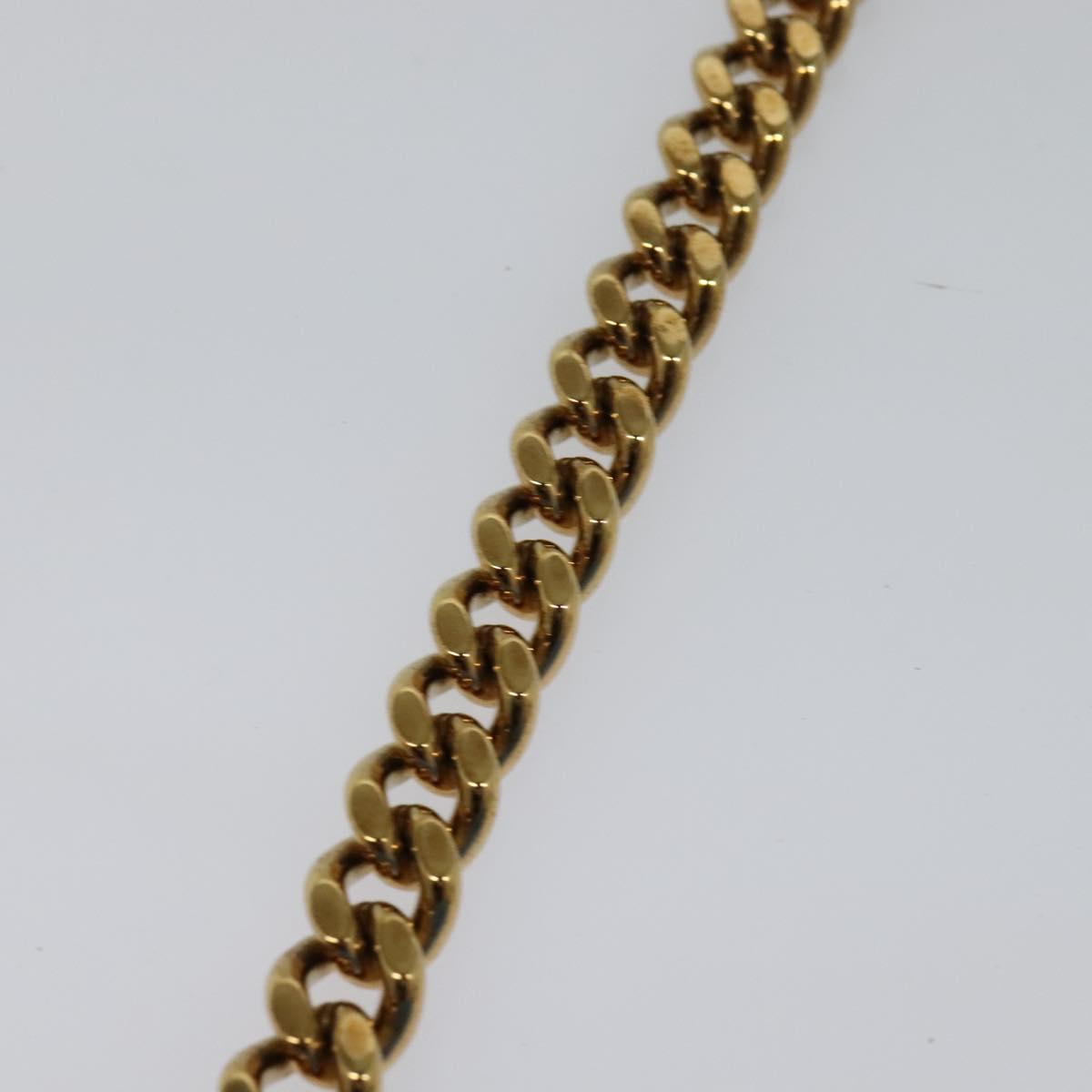 VERSACE Quilted Chain Shoulder Bag Leather Blue Gold Auth 120479