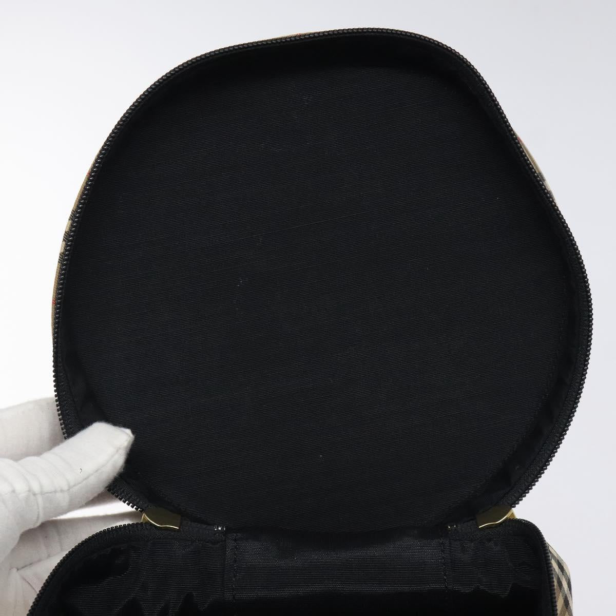 Burberrys Nova Check Hand Bag Canvas Beige Gold Auth 120481