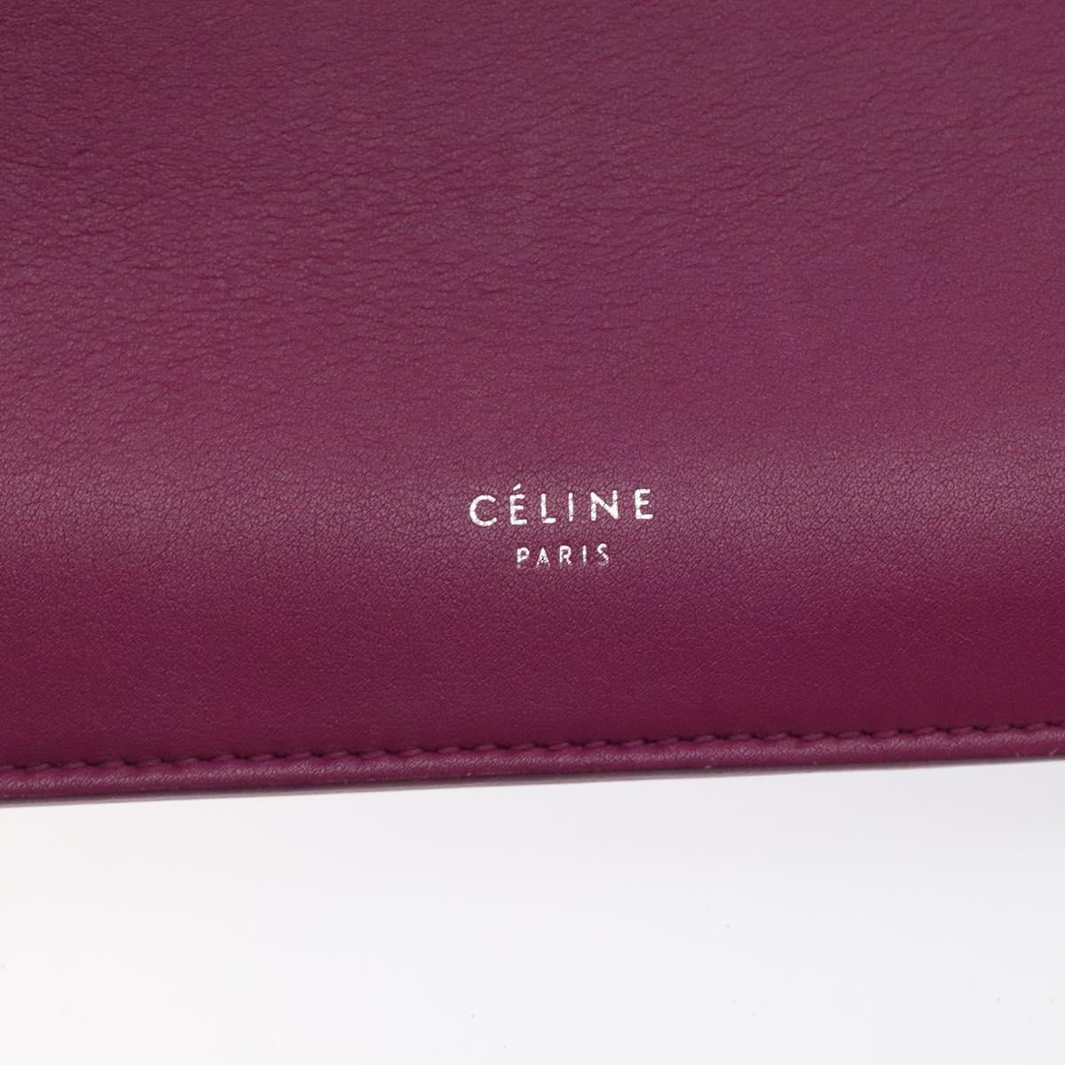 CELINE Shoulder Bag Leather Purple Auth 120524