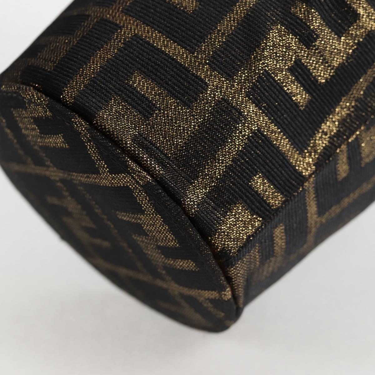 FENDI Zucca Canvas Shoulder Bag Black Brown Auth 120527AM
