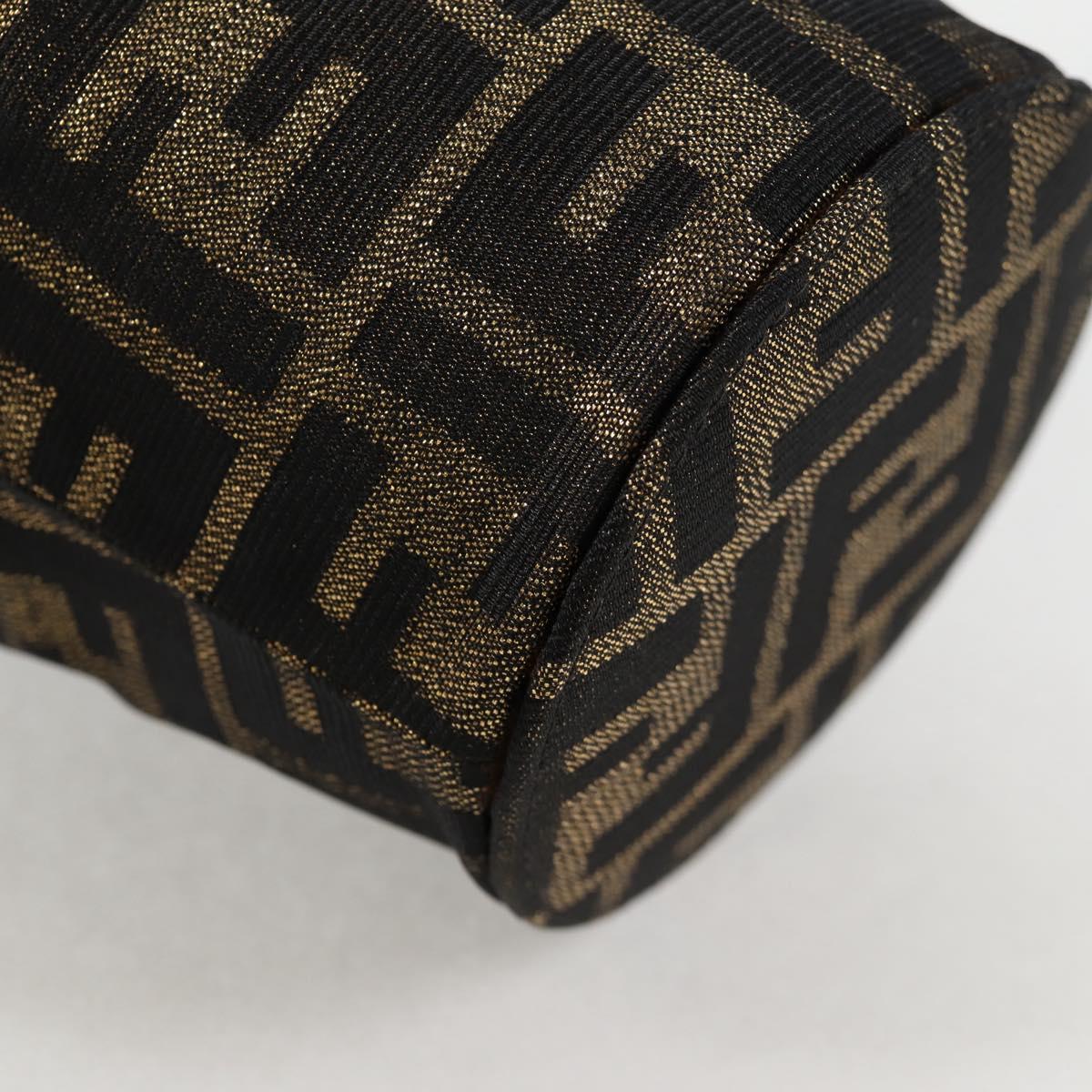 FENDI Zucca Canvas Shoulder Bag Black Brown Auth 120527AM