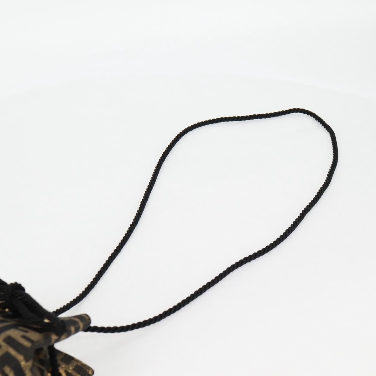 FENDI Zucca Canvas Shoulder Bag Black Brown Auth 120527AM