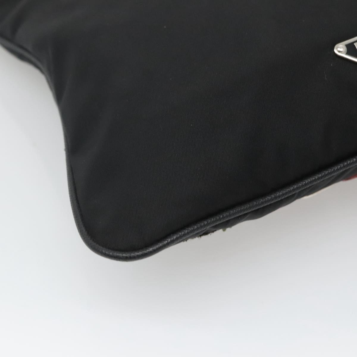 PRADA Butterfly Shoulder Bag Nylon Black Silver Auth 120559