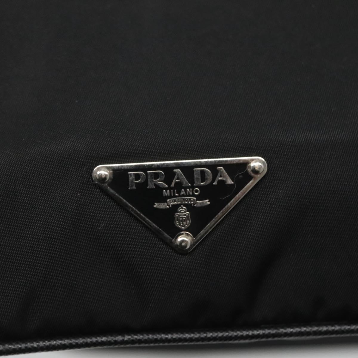 PRADA Butterfly Shoulder Bag Nylon Black Silver Auth 120559