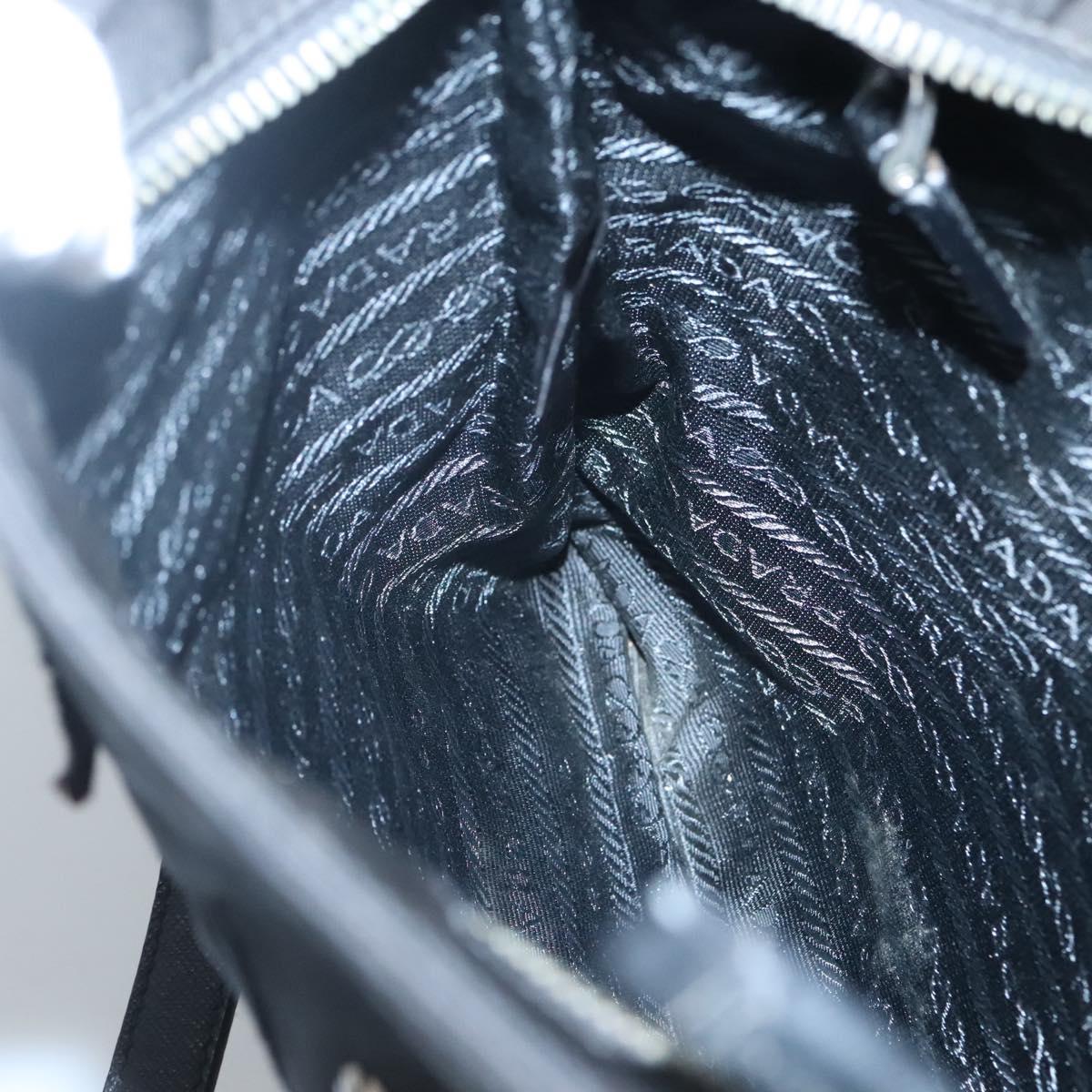 PRADA Butterfly Shoulder Bag Nylon Black Silver Auth 120559