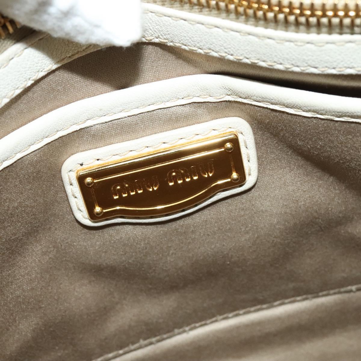 Miu Miu Hand Bag Leather Straw 2way Beige Gold Auth 120561