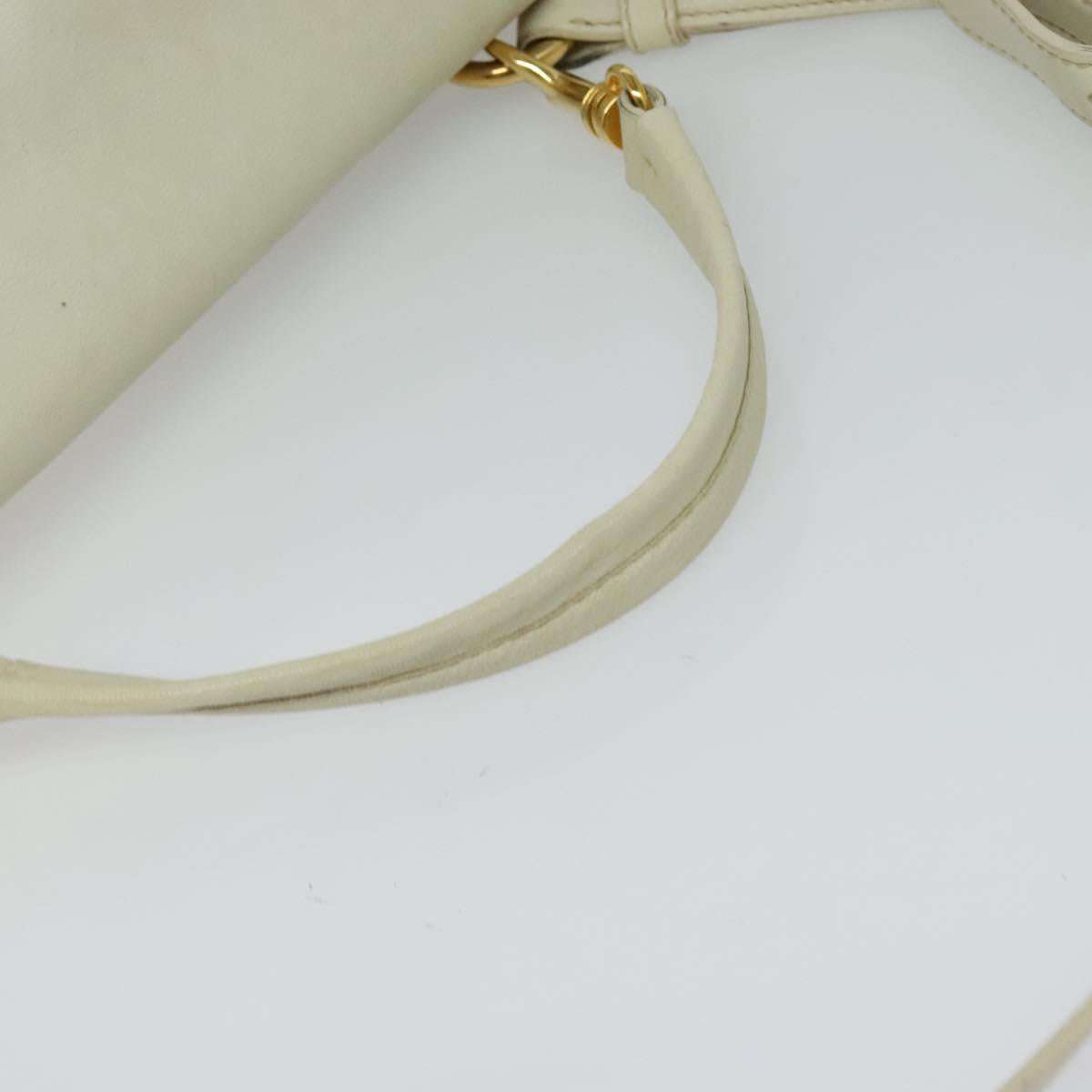 Miu Miu Hand Bag Leather Straw 2way Beige Gold Auth 120561