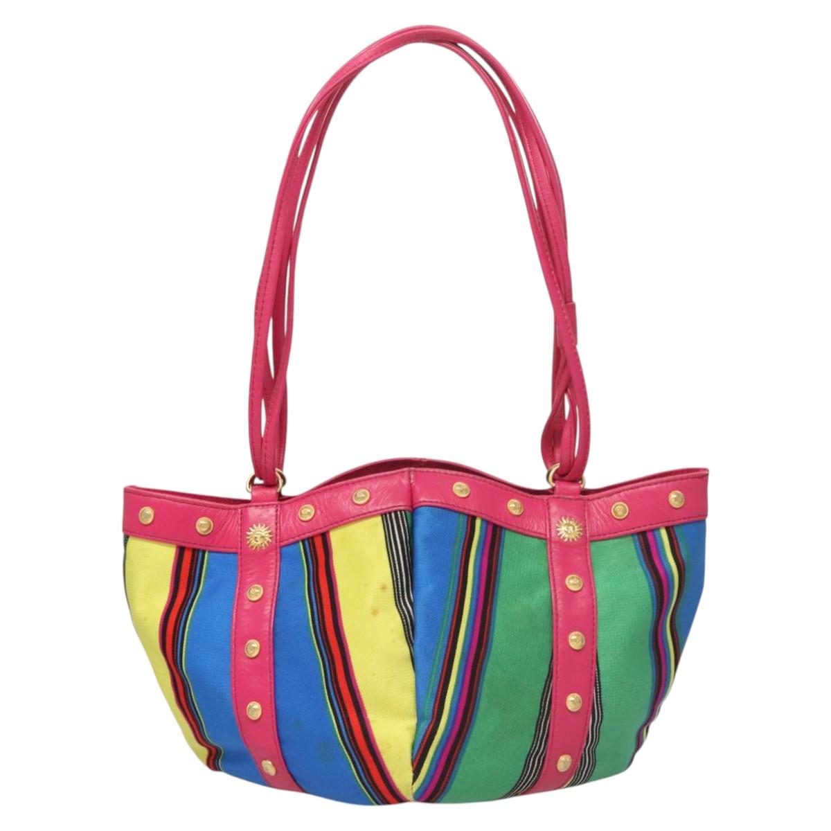 Gianni Versace Shoulder Bag Canvas Pink Gold Auth 120571