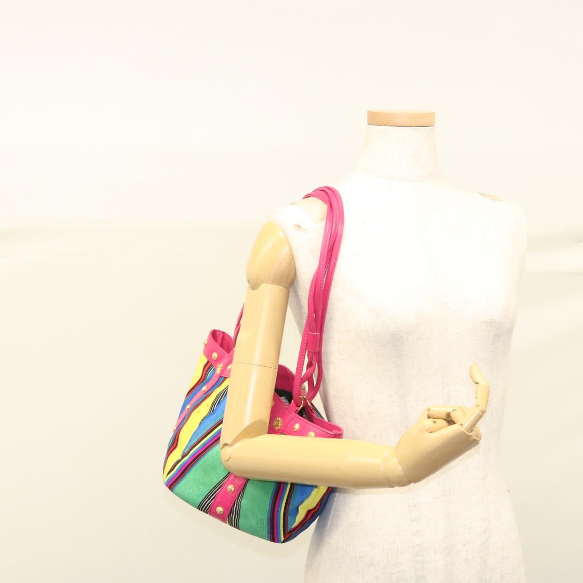 Gianni Versace Shoulder Bag Canvas Pink Gold Auth 120571