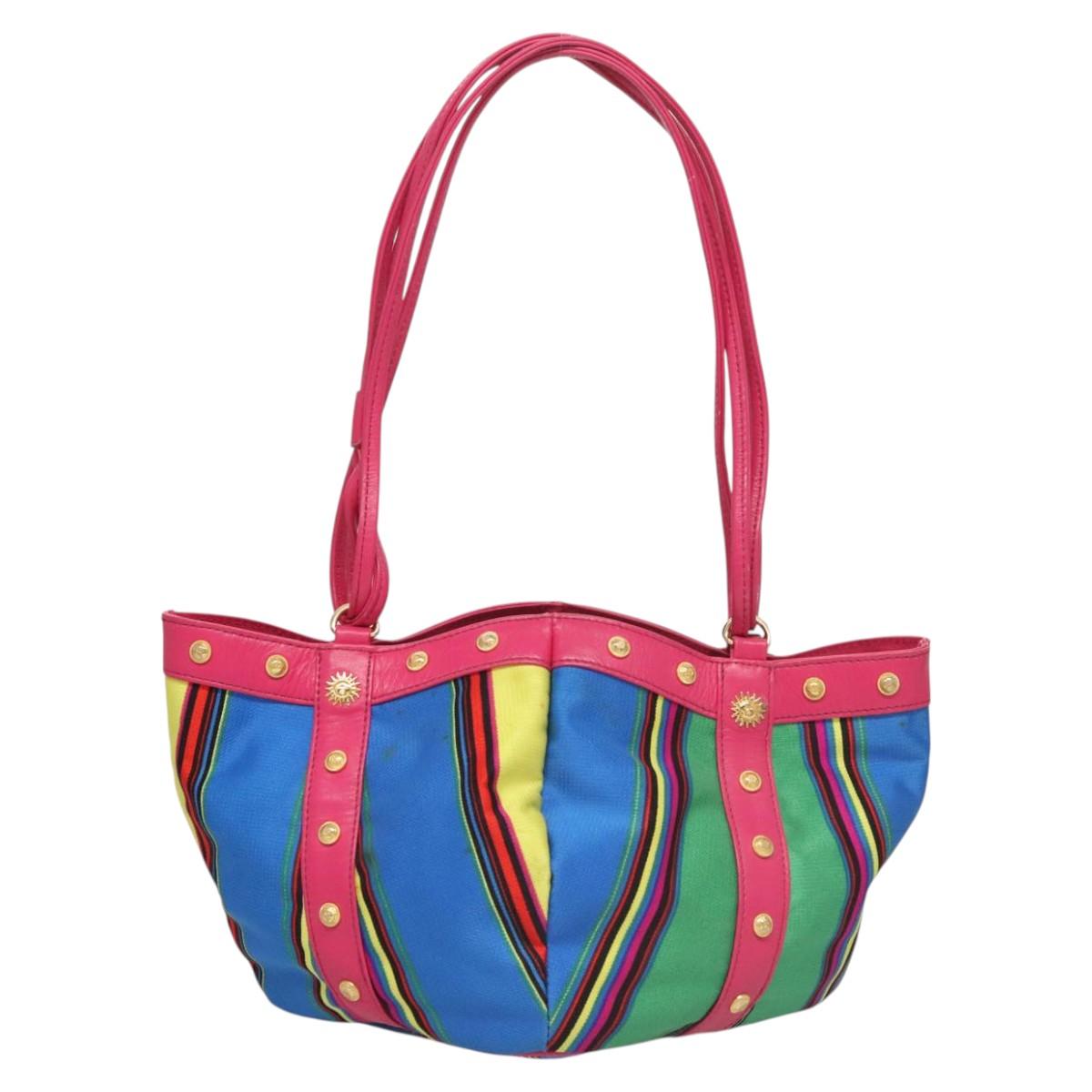 Gianni Versace Shoulder Bag Canvas Pink Gold Auth 120571