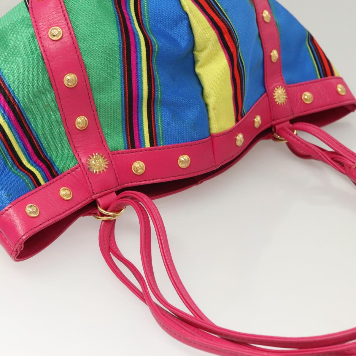 Gianni Versace Shoulder Bag Canvas Pink Gold Auth 120571