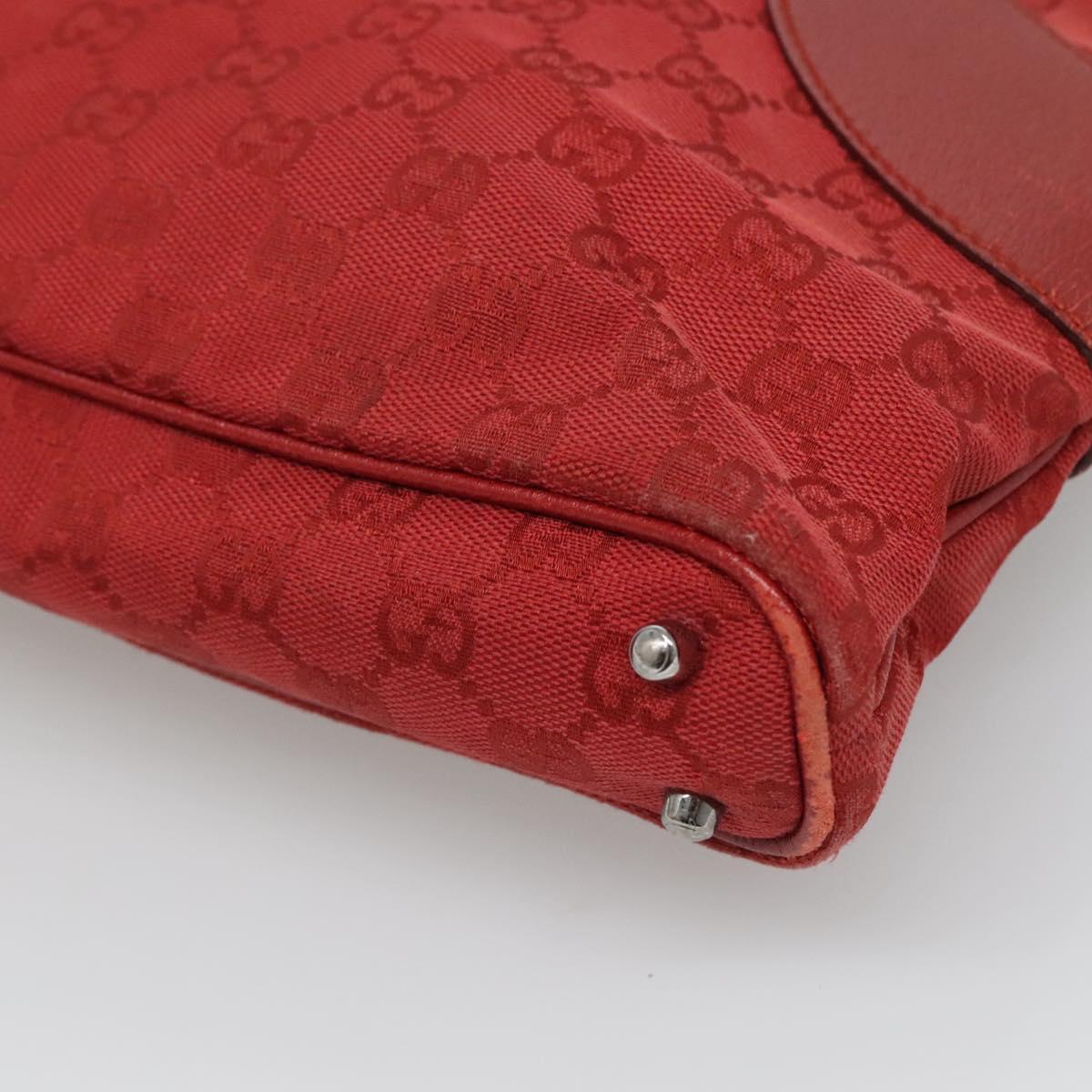 GUCCI GG Canvas Hand Bag Red Silver 113015 Auth 120586